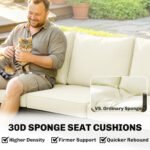 Outsunny 3 Seater Rattan Garden Sofa – Wide Deep Seat with 4 Inch Cushions & Wood Effect Armrests - Image 21