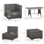 Outsunny 10 Piece Rattan Garden Furniture Set – Corner Sofa Set with Chairs, Stools & Coffee Table - Image 3
