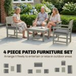 Outsunny 4 Seater Wooden Garden Furniture Set – Acacia Wood Sofa Set with Loveseat, Armchairs & Table - Image 4