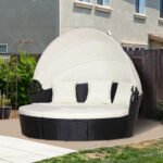 Outsunny Rattan Garden Daybed Set with Retractable Canopy, Cushions & Coffee Table - Image 11