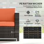 Outsunny 3 Seater Rattan Garden Sofa – All Weather Wicker with Metal Frame & Fire Resistant Cushions - Image 22