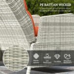 Outsunny 5 Piece Rattan Bistro Set with Adjustable Back, Cushions & Glass Top Coffee Table - Image 4