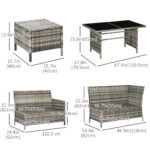 Outsunny 7 Seater Rattan Garden Sofa Set – Patio Furniture with Cushions & Glass Table - Image 3