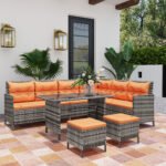 Outsunny 7 Seater Rattan Garden Sofa Set – Patio Furniture with Cushions & Glass Table - Image 16