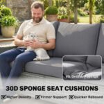 Outsunny 3 Seater Rattan Garden Sofa – Wide Deep Seat with 4 Inch Cushions & Wood Effect Armrests - Image 12