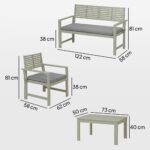 Outsunny 4 Seater Wooden Garden Furniture Set – Acacia Wood Sofa Set with Loveseat, Armchairs & Table - Image 3