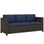 Outsunny 3 Seater Rattan Garden Sofa – All Weather Wicker with Metal Frame & Fire Resistant Cushions - Image 28