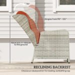 Outsunny 5 Piece Rattan Bistro Set with Adjustable Back, Cushions & Glass Top Coffee Table - Image 6
