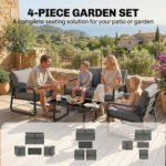 Outsunny 4 Piece Garden Furniture Set – Patio Sofa Set with Loveseat, Armchairs & Coffee Table, Cushions - Image 5