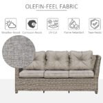 Outsunny 8 Seater Rattan Garden Sofa Set with Fire Pit Table, L-Shape Seating & Furniture Cover - Image 7