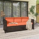Outsunny 3 Seater Rattan Garden Sofa – All Weather Wicker with Metal Frame & Fire Resistant Cushions - Image 26