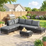 Outsunny Rattan Garden Furniture Set – 5 Seater L Shaped Corner Sofa with Adjustable Back & Tables - Image 12