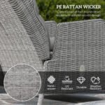 Outsunny 5 Piece Rattan Bistro Set with Adjustable Back, Cushions & Glass Top Coffee Table - Image 22