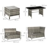 Outsunny 7 Seater Rattan Garden Sofa Set – Patio Furniture with Cushions & Glass Table - Image 12