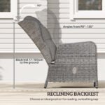 Outsunny 5 Piece Rattan Bistro Set with Adjustable Back, Cushions & Glass Top Coffee Table - Image 24