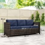 Outsunny 3 Seater Rattan Garden Sofa – All Weather Wicker with Metal Frame & Fire Resistant Cushions - Image 30