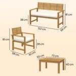 Outsunny 4 Seater Wooden Garden Furniture Set – Acacia Wood Sofa Set with Loveseat, Armchairs & Table - Image 16