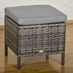 Outsunny 8 Seater Rattan Garden Dining Sofa Set – Corner Furniture Set with Table, Stools & Cushions - Image 18
