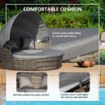 Outsunny Rattan Garden Daybed Set with Retractable Canopy, Cushions & Coffee Table - Image 24