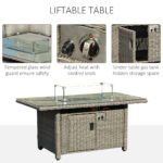 Outsunny 8 Seater Rattan Garden Sofa Set with Fire Pit Table, L-Shape Seating & Furniture Cover - Image 5