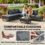 Outsunny Rattan Garden Furniture Set – 5 Seater L Shaped Corner Sofa with Adjustable Back & Tables - Image 18