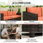 Outsunny 3 Seater Rattan Garden Sofa – All Weather Wicker with Metal Frame & Fire Resistant Cushions - Image 24