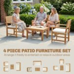 Outsunny 4 Seater Wooden Garden Furniture Set – Acacia Wood Sofa Set with Loveseat, Armchairs & Table - Image 17