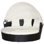 Outsunny Rattan Garden Daybed Set with Retractable Canopy, Cushions & Coffee Table - Image 10