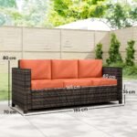 Outsunny 3 Seater Rattan Garden Sofa – All Weather Wicker with Metal Frame & Fire Resistant Cushions - Image 21