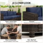 Outsunny 3 Seater Rattan Garden Sofa – All Weather Wicker with Metal Frame & Fire Resistant Cushions - Image 33