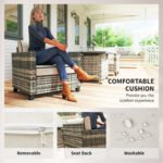 Outsunny 5 Piece Rattan Garden Furniture Set with Fire Pit Table – Grey - Image 7