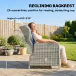 Outsunny 5 Piece Rattan Bistro Set with Adjustable Back, Cushions & Glass Top Coffee Table - Image 33